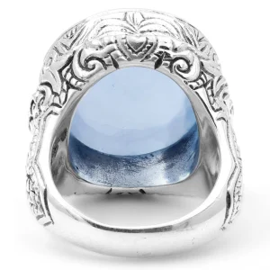 Stephen Dweck Garden of Stephen Faceted Natural Quartz and Blue Agate Ring in Sterling Silver< Rings