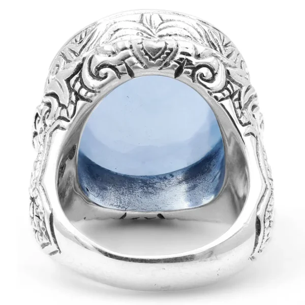 Stephen Dweck Garden of Stephen Faceted Natural Quartz and Blue Agate Ring in Sterling Silver< Rings