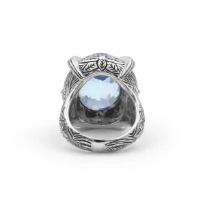 Stephen Dweck Garden of Stephen Faceted Blue Topaz Ring in Engraved Sterling Silver< Rings