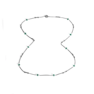 Stephen Dweck Garden of Stephen Green Agate Link Chain Necklace in Sterling Silver< Necklace