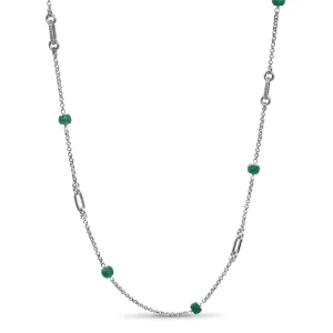 Stephen Dweck Garden of Stephen Green Agate Link Chain Necklace in Sterling Silver< Necklace