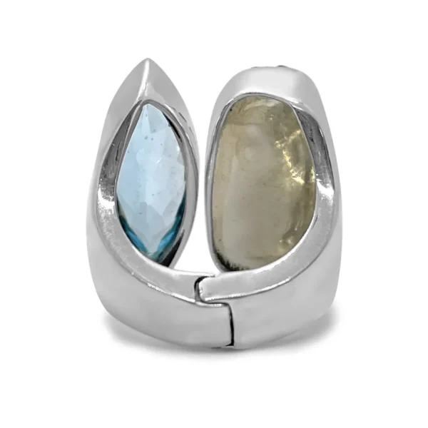 Stephen Dweck Garden of Stephen Hand Carved Labradorite Faceted Blue Topaz Ring in Sterling Silver< Rings