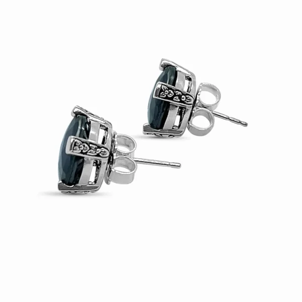 Stephen Dweck Garden of Stephen Hematite Triple on Engraved Wire Stud Earrings in Sterling Silver< Earrings