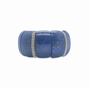 Stephen Dweck Garden of Stephen Lapis Slip-On Bracelet with Flower Engraved Sterling Silver Spacers< Bracelets