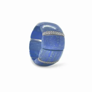 Stephen Dweck Garden of Stephen Lapis Slip-On Bracelet with Flower Engraved Sterling Silver Spacers< Bracelets