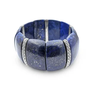 Stephen Dweck Garden of Stephen Lapis Slip-On Bracelet with Flower Engraved Sterling Silver Spacers< Bracelets