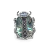 Stephen Dweck Garden of Stephen Lavender Moon Quartz Rhodolite Garnet Natural Quartz and Abalone Scarab Ring in Sterling Silver< Rings