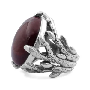 Stephen Dweck Garden of Stephen 25MM Round Smooth Cab Red Jaspar Ring in Sterling Silver< Rings