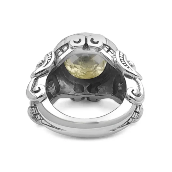 Stephen Dweck Garden of Stephen 12MM Round Yellow Quatrz Gemstone Cut Ring in Sterling Silver< Rings