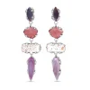 Stephen Dweck Garden of Stephen Natural Quartz Mother of Pearl Garnet Lepidocrocite and Ruby Dangle Earrings in Sterling Silver< Earrings