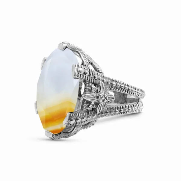 Stephen Dweck Garden of Stephen Natural Quartz and Banded Agate Ring in Sterling Silver< Rings