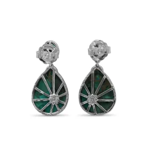 Stephen Dweck Garden of Stephen Natural Quartz Green Agate and Malachite Mosaic Earring in Sterling Silver< Earrings