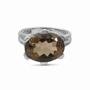 Stephen Dweck Garden of Stephen Oval Faceted Smoky Quartz Ring in Sterling Silver< Rings