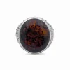 Stephen Dweck Garden of Stephen Oval Medium Amber Cabochon Ring with Engraved Sterling Silver< Rings