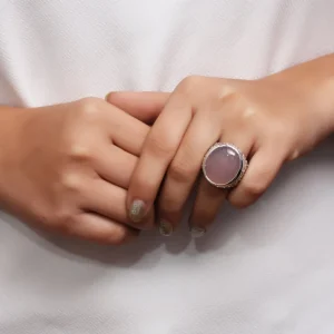 Stephen Dweck Garden of Stephen Pink Chalcedony Smooth Dome Ring in Sterling Silver< Rings