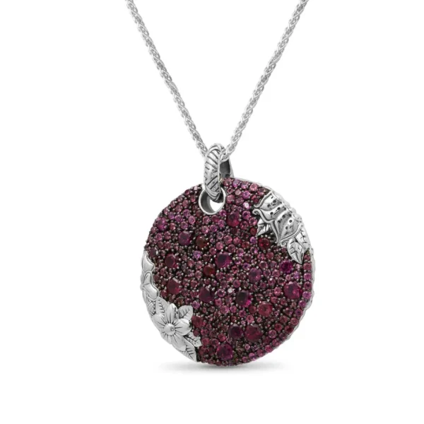 Stephen Dweck Garden of Stephen Rhodolite Garnet Pave Pendant in Sterling Silver< Necklace