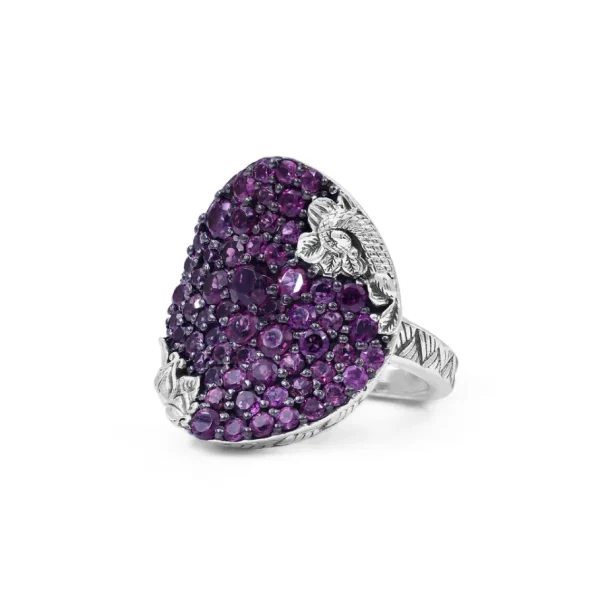 Stephen Dweck Garden of Stephen Rhodolite Garnet Pave Ring in Sterling Silver< Rings