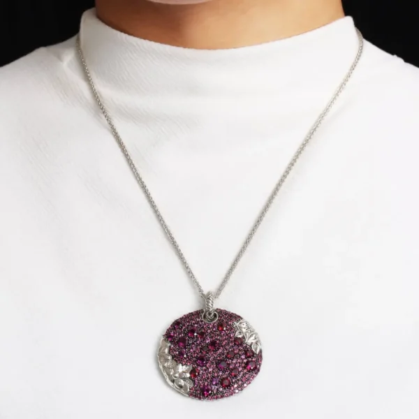 Stephen Dweck Garden of Stephen Rhodolite Garnet Pave Pendant in Sterling Silver< Necklace