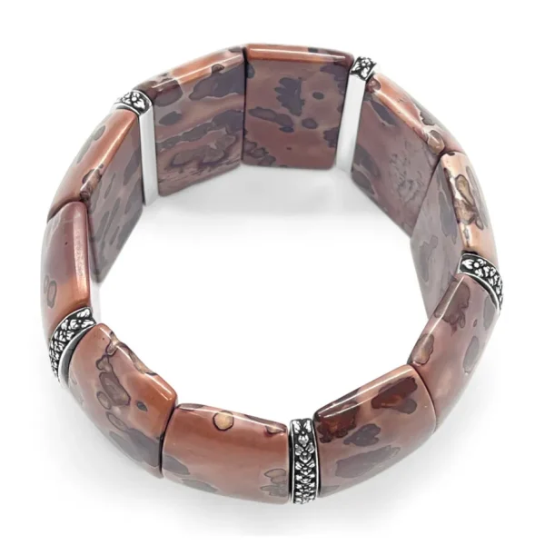 Stephen Dweck Garden of Stephen Royal Dendritic Jasper Stretch Bracelet with Engraved Sterling Silver Spacers< Bracelets