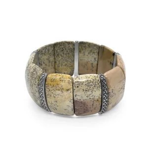 Stephen Dweck Garden of Stephen Royal Dendritic Jasper Stretch Bracelet with Engraved Sterling Silver Spacers< Bracelets