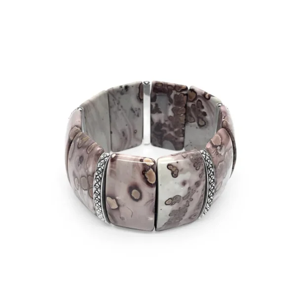 Stephen Dweck Garden of Stephen Royal Dendritic Jasper Stretch Bracelet with Engraved Sterling Silver Spacers< Bracelets