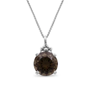 Stephen Dweck Garden Of Stephen Smokey Quartz Top Faceted Cone Pendant in Sterling Silver< Necklace