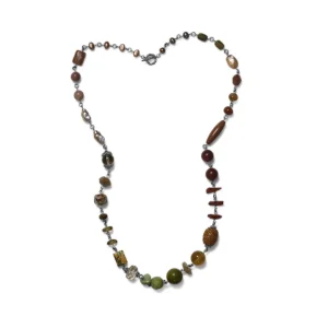 Stephen Dweck Garden of Stephen Turquoise Agate Flourite Jade Amber Carnelian Smoky Quartz Crazy Lace Agate Rutilated Quartz Pearls Moonstone and Aragonite Necklace in Sterling Silver< Necklace