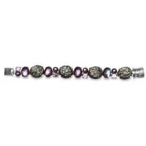 Stephen Dweck Hand Carved Black Tahitian Mother of Pearl Amethyst Pearls Natural Quartz and Plum Tint Mother of Pearl Bracelet in Sterling Silver< Bracelets