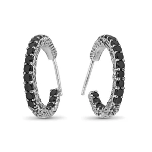 Stephen Dweck Kyoto Black Diamond 1.00ct Hoop Earrings in Sterling Silver< Earrings