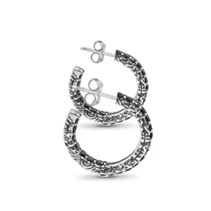 Stephen Dweck Kyoto Black Diamond 1.00ct Hoop Earrings in Sterling Silver< Earrings