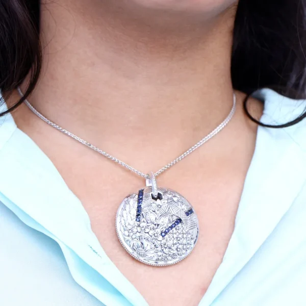 Stephen Dweck Kyoto Blue Sapphire 0.75ct Pendant Large in Sterling Silver< Necklace