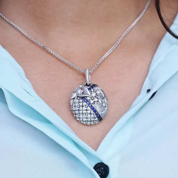 Stephen Dweck Kyoto Blue Sapphire 0.50ct Pendant in Sterling Silver< Necklace