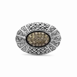 Stephen Dweck Kyoto Champagne Diamond 0.60ct Engraved Ring in Sterling Silver< Rings