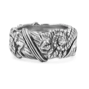 Stephen Dweck Kyoto Flower Engraved Ring in Sterling Silver< Rings