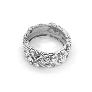 Stephen Dweck Kyoto Flower Engraved Ring in Sterling Silver< Rings