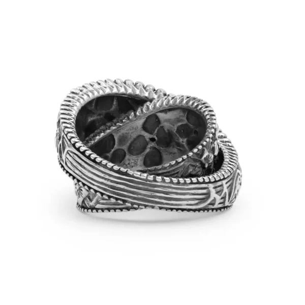 Stephen Dweck Kyoto Flower Engraved Sterling Silver Bypass Band< Rings