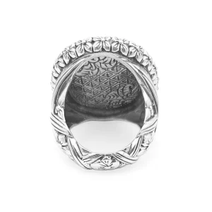 Stephen Dweck Legacy Carved Tahitian Mother of Pearl Ring with 0.45ct Natural Champagne Diamonds in Sterling Silver< Rings