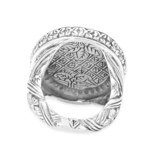 Stephen Dweck Legacy Hand Carved Tahitian Mother of Pearl Cameo and Champagne Diamond 0.75ct Ring in Sterling Silver< Rings