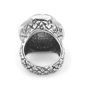 Stephen Dweck Legacy Hand Carved Tahitian Mother of Pearl Cameo Ring with 0.30ct Champagne Diamonds in Sterling Silver< Rings