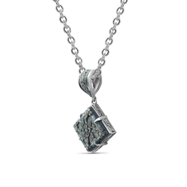 Stephen Dweck Legacy Tahitian Mother of Pearl Pendant Carving with 0.25ct Natural Champagne Diamonds< Necklace