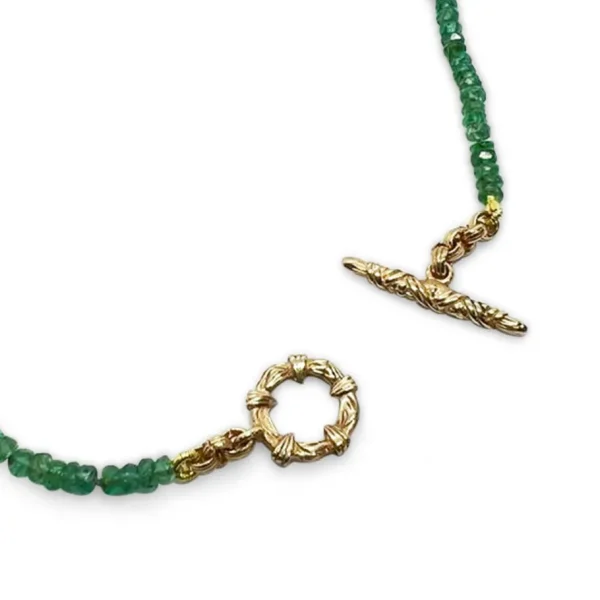 Stephen Dweck Luxury Ammolite Emerald Amethyst Diamond and Emerald Bead Necklace in 18K Gold< Necklace