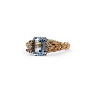 Stephen Dweck Luxury Aquamarine and Diamond 0.15ct Ring in 18K Gold< Rings