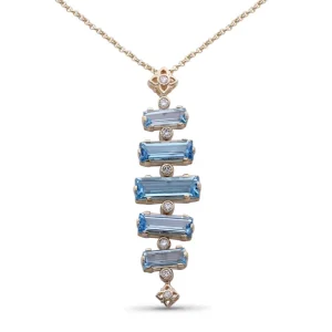 Stephen Dweck Luxury Aurora Swiss Blue Topaz and 0.15ct Diamond Pendant in 18K Gold< Necklace