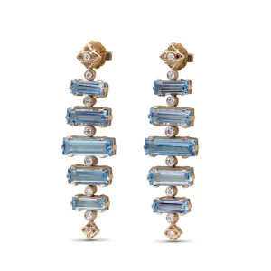 Stephen Dweck Luxury Aurora Swiss Blue Topaz and 0.30ct Diamond Earring in 18K Gold< Earrings