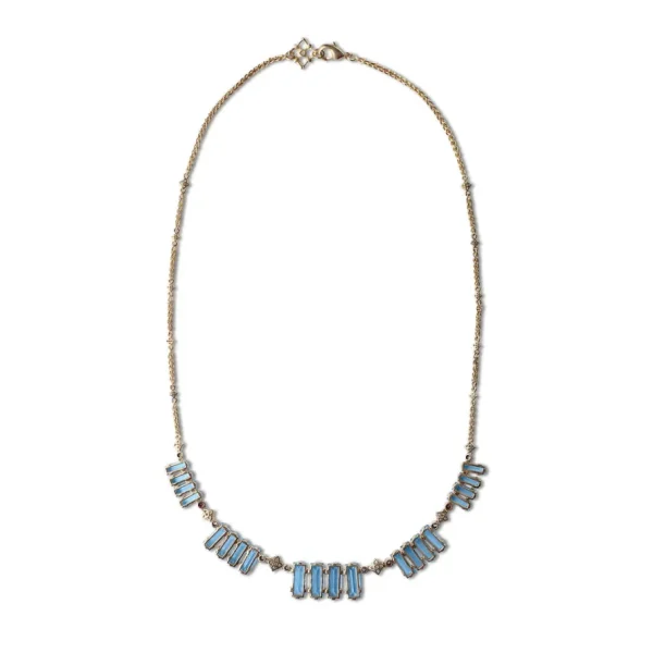 Stephen Dweck Luxury Aurora Swiss Blue Topaz and Diamond 0.20ct Necklace in 18K Gold< Necklace