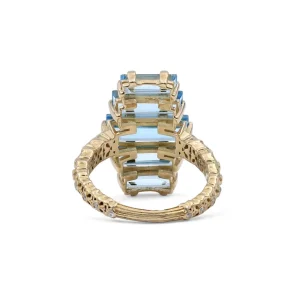 Stephen Dweck Luxury Aurora Swiss Blue Topaz and Diamond 0.10ct Ring in 18K Gold< Rings