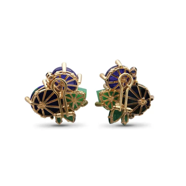 Stephen Dweck Luxury Azurite Malachite 16.25ct Tanzanite 16ct Emerald 2.3ct Chrysoprase 8.1ct Blue Sapphire 0.65ct and Diamond 0.30ct Earring in 18K Gold< Earrings