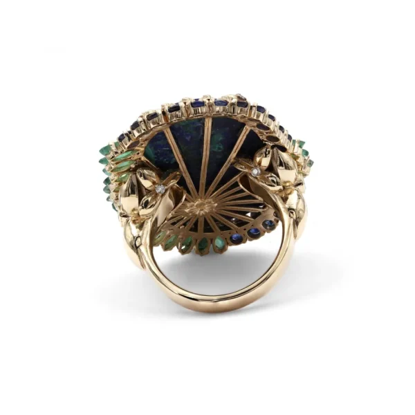 Stephen Dweck Luxury Azurite Malachite 24.8ct Emerald 1.95ct Blue Sapphire 1.45ct and Diamond 0.15ct Ring in 18K Gold< Rings