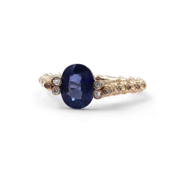 Stephen Dweck Luxury Blue Sapphire and Diamond 0.20ct Ring in 18K Gold< Rings