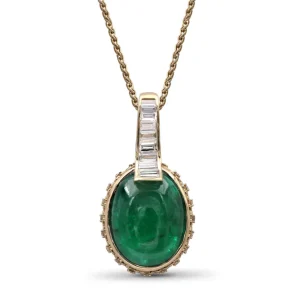 Stephen Dweck Luxury Emerald 9.65ct and Diamond 0.55ct Pendant in 18K Gold< Necklace